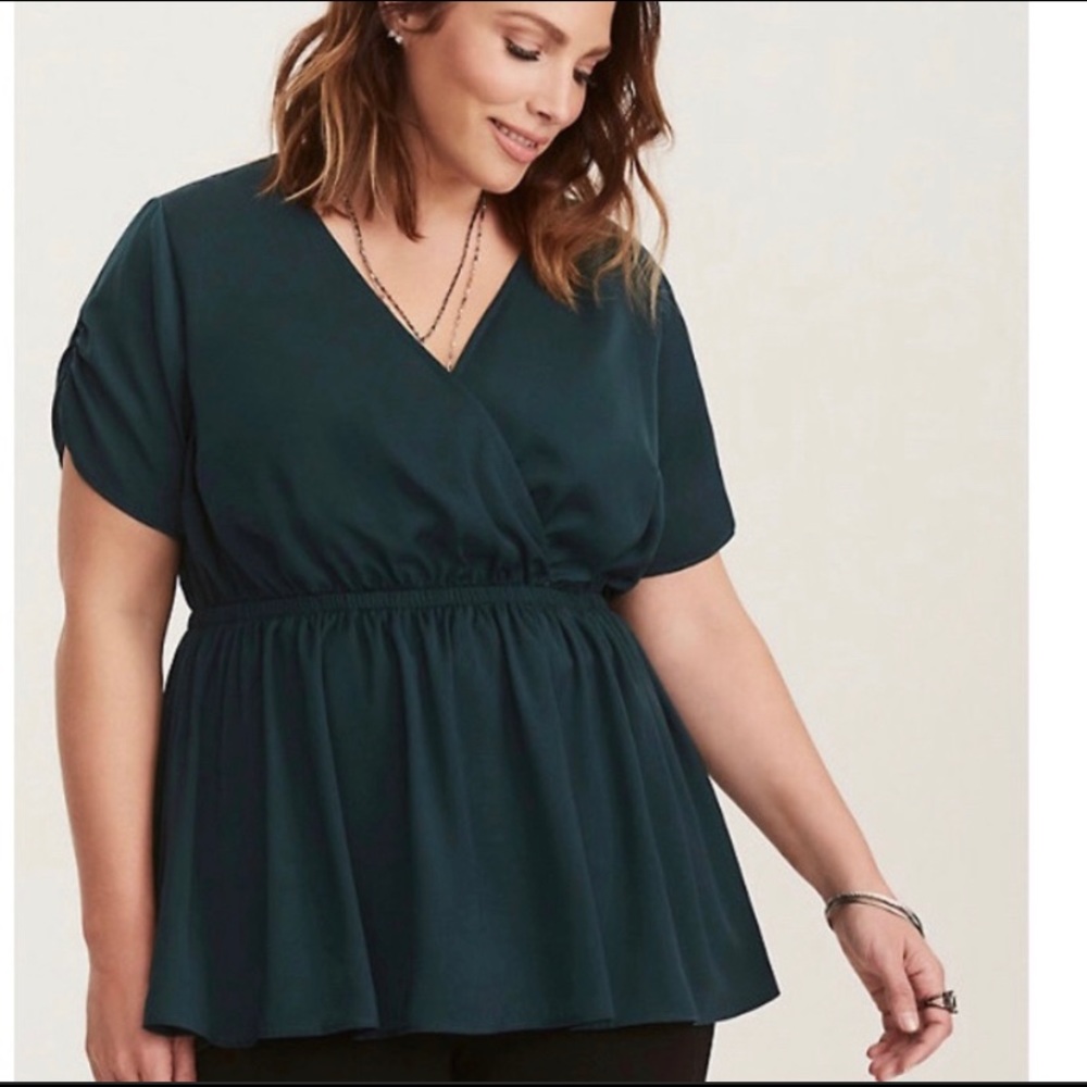 Emerald wrap babydoll style top